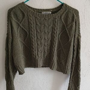 Arizona Jean Company Olive Green Cable Knit Sweater